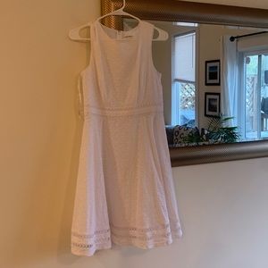 White dress from Calvin Klein.